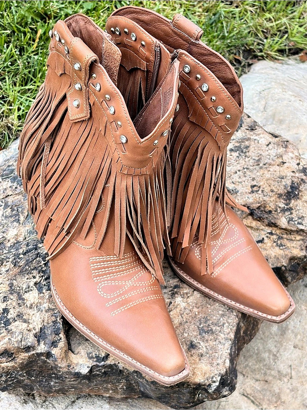 Finlandia Fringe Western Ankle Boots Brown US 8